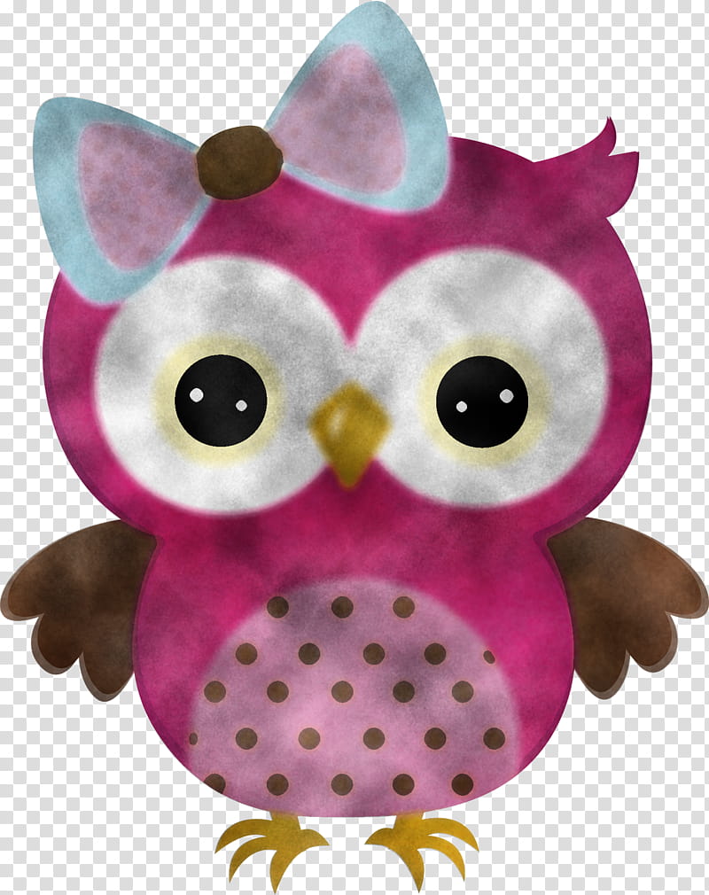 Baby toys, Owl, Stuffed Toy, Pink, Bird Of Prey, Plush, Headgear, Textile transparent background PNG clipart