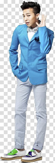 All my GD s, man wearing blue suit jacket and gray pants transparent background PNG clipart