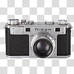 Digital cameras icons, nikon, silver Nikon land camera transparent background PNG clipart