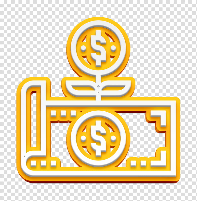 Earning icon Saving and Investment icon Revenue icon, Yellow, Line, Symbol, Sign, Rectangle transparent background PNG clipart