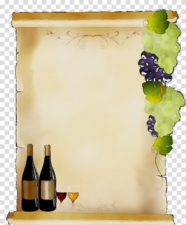 Watercolor Background Frame, Paint, Wet Ink, Grape, Wine, Still Life , Frames, Bottle transparent background PNG clipart