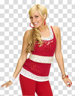 , Ashley Tisdale wearing white and red striped tank top transparent background PNG clipart