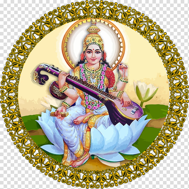 Vasant Panchami Basant Panchami Saraswati Puja, Veena, Saraswati Veena, Blessing transparent background PNG clipart
