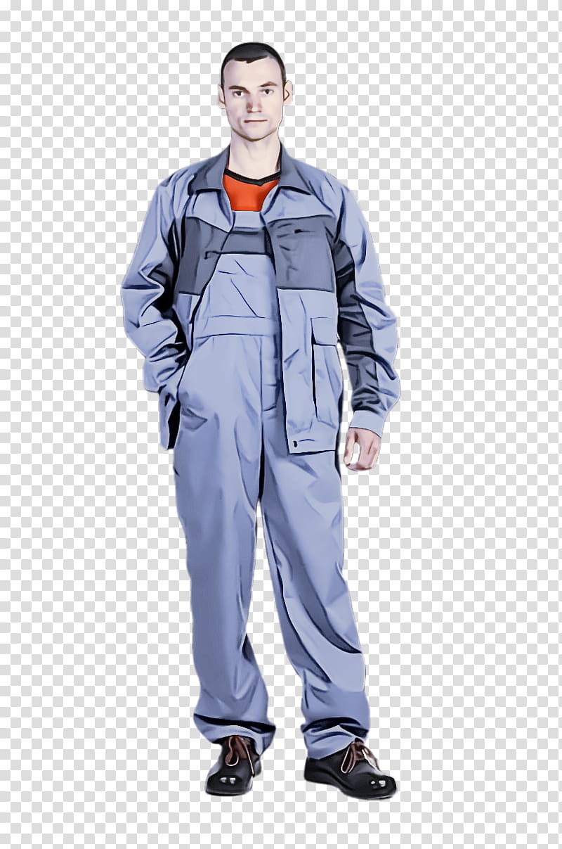 clothing standing outerwear workwear suit, Overall, Uniform, Rain Suit, Costume, Sleeve transparent background PNG clipart