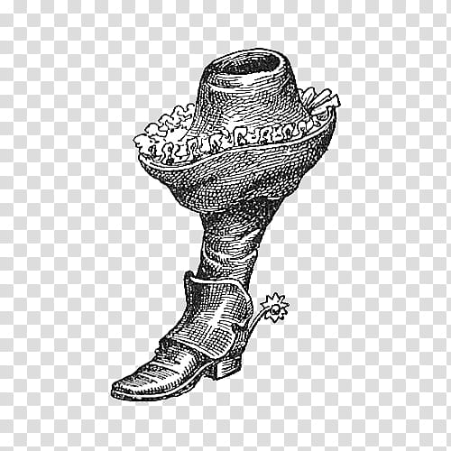 black cowboy boot illustration transparent background PNG clipart