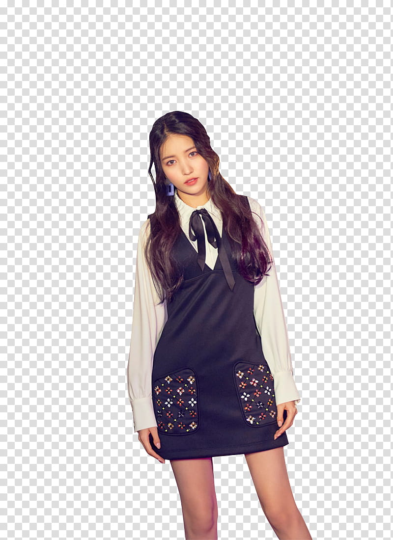 GFriend Time For The Moon Night, woman in white and black long-sleeved mini dress transparent background PNG clipart
