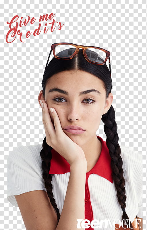 Madison Beer, woman leaning her head to her right hand transparent background PNG clipart