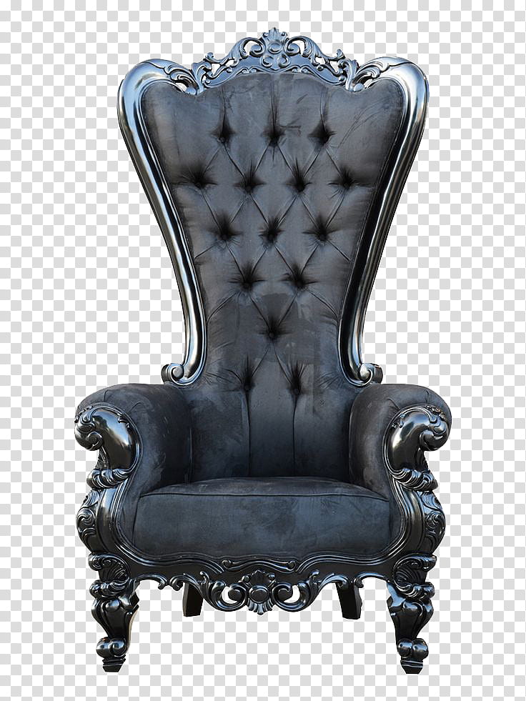 Royalty, tufted black sofa chair transparent background PNG clipart