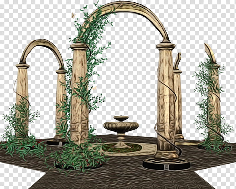 Cartoon Grass, Arch, Drawing, Ruins, Building, Architecture, Houseplant, Room transparent background PNG clipart