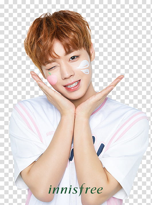 JIHOON WANNA ONE , man wearing white cap-sleeved shirt transparent background PNG clipart