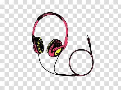 cosas, pink and black corded headphones transparent background PNG clipart