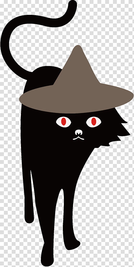 black cat halloween cat, Halloween , Cartoon, Hat, Costume Hat, Whiskers, Small To Mediumsized Cats transparent background PNG clipart