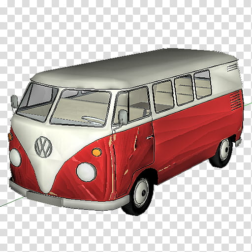 Transportation, red and white Volkswagen camper van transparent background PNG clipart