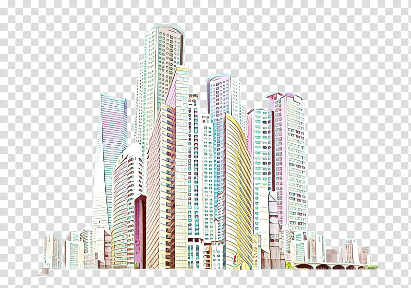 tower block skyscraper human settlement metropolitan area city, Cartoon, Commercial Building, Condominium, Architecture transparent background PNG clipart