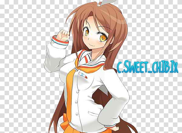 Christmas gift special, brown haired female anime illustration transparent background PNG clipart