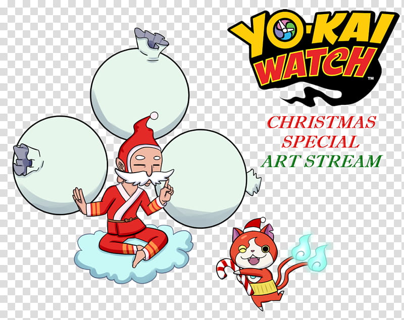 Santa Claus, Yokai Watch, Jibanyan, Video Games, Streaming Media, Artist, Text, Line transparent background PNG clipart