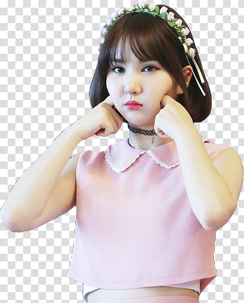 Eunha GFriend Fansign , women pinching his face transparent background PNG clipart