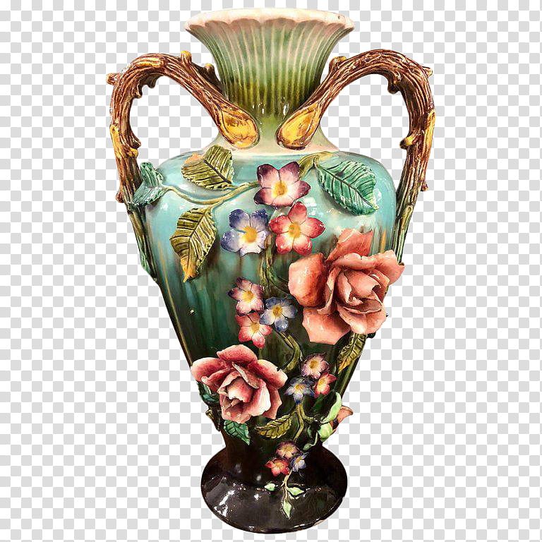 Floral Flower, Vase, Maiolica, Decorative Arts, Porcelain, Cut Glass Vase, Murano, 19th Century transparent background PNG clipart