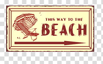 Vintage, this way to the beach signage transparent background PNG clipart