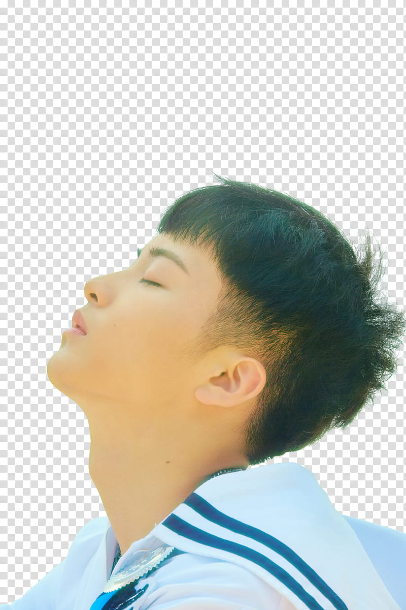 NCT DREAM WE YOUNG RENDER MARK, man looking up with closed eyes transparent background PNG clipart
