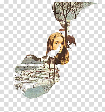 Paper moon s, woman near trees transparent background PNG clipart