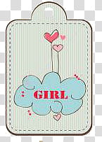 girls cute, grey, teal and red cloud with girl text clipboard art transparent background PNG clipart