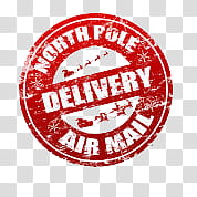 Christmas, North Pole Air Mail stamp transparent background PNG clipart