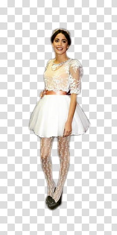 Tini en Portugal, woman wearing white lace floral mini dress transparent background PNG clipart