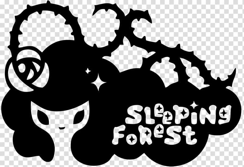 sleeping forest emblem render, black and white sleeping forest illustration transparent background PNG clipart