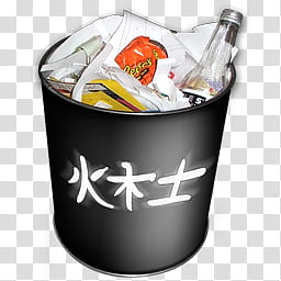 Japan Trash Can, black metal can full of trash and bottle transparent background PNG clipart