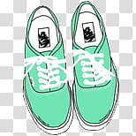Green , pair of teal-and-white Vans low-top sneakers illustration transparent background PNG clipart