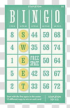 , sweet bingo card transparent background PNG clipart