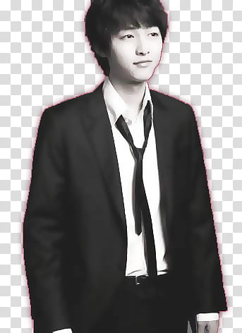 Song Joong Ki, man standing wearing black suit transparent background PNG clipart