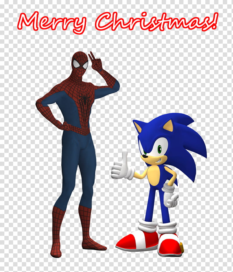Spidey and Sonic wish you all a Merry Christmas! transparent background PNG clipart