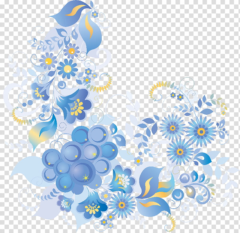 blue and yellow flowers art transparent background PNG clipart
