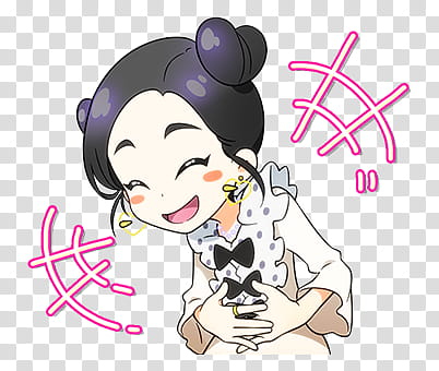 TWICE LINE STICKERS Candy pop edition, black haired woman illustration transparent background PNG clipart