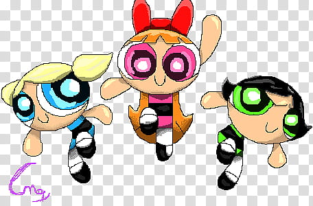 Power Puff Girl Pixel Dolls transparent background PNG clipart