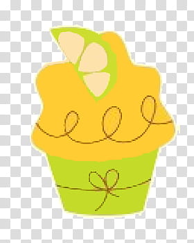 yellow and neon green cupcake cartoon with slice of lemon transparent background PNG clipart