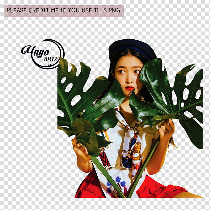 RED VELVET POWER UP, woman holding cheese leaf transparent background PNG clipart