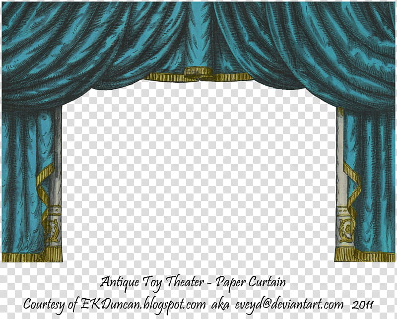 Teal Toy Theater Curtain , antique teal toy theater paper curtain illustration transparent background PNG clipart