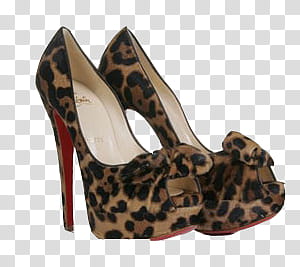 pair of black-and-brown leopard-print pumps transparent background PNG clipart
