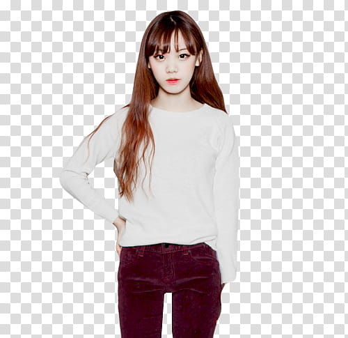 Ulzzang Girl, woman wearing white sweater and maroon pants transparent background PNG clipart