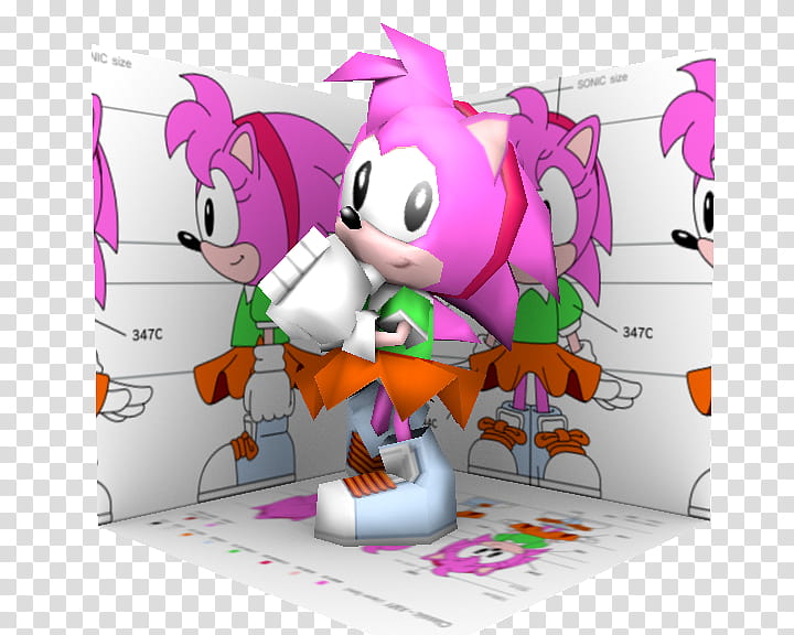 Low Poly Classic Amy, Sonic character transparent background PNG clipart