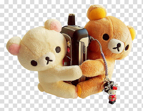 two white and brown bear plush toys transparent background PNG clipart