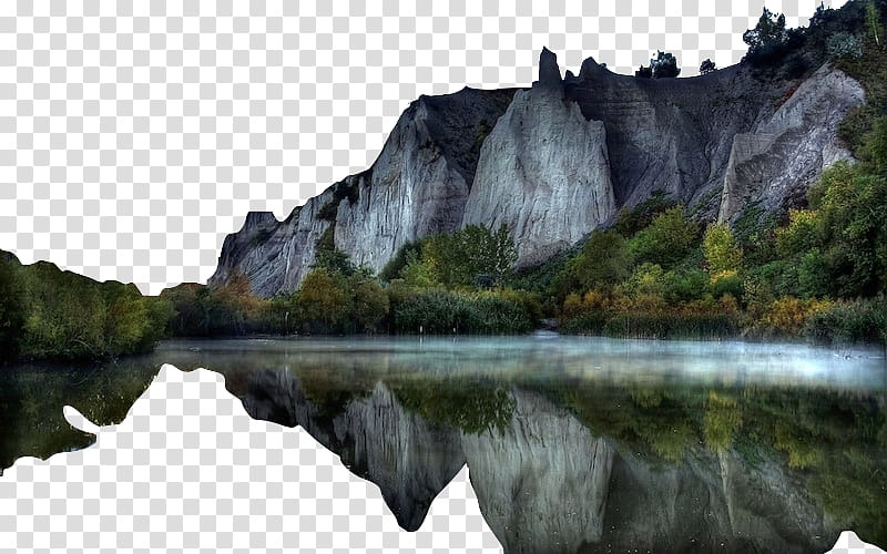, gray mountain across body of water during daytime transparent background PNG clipart