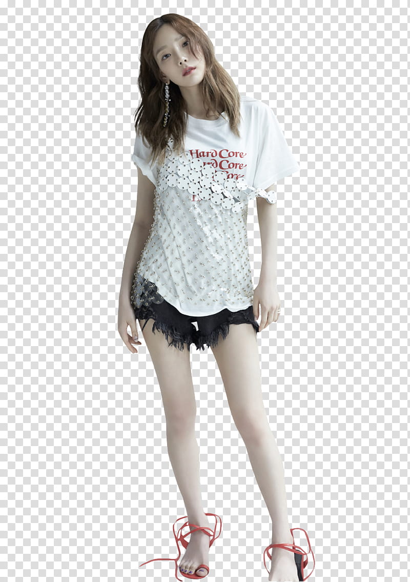 TAEYEON SNSD Something New, woman wearing white t-shirt transparent background PNG clipart