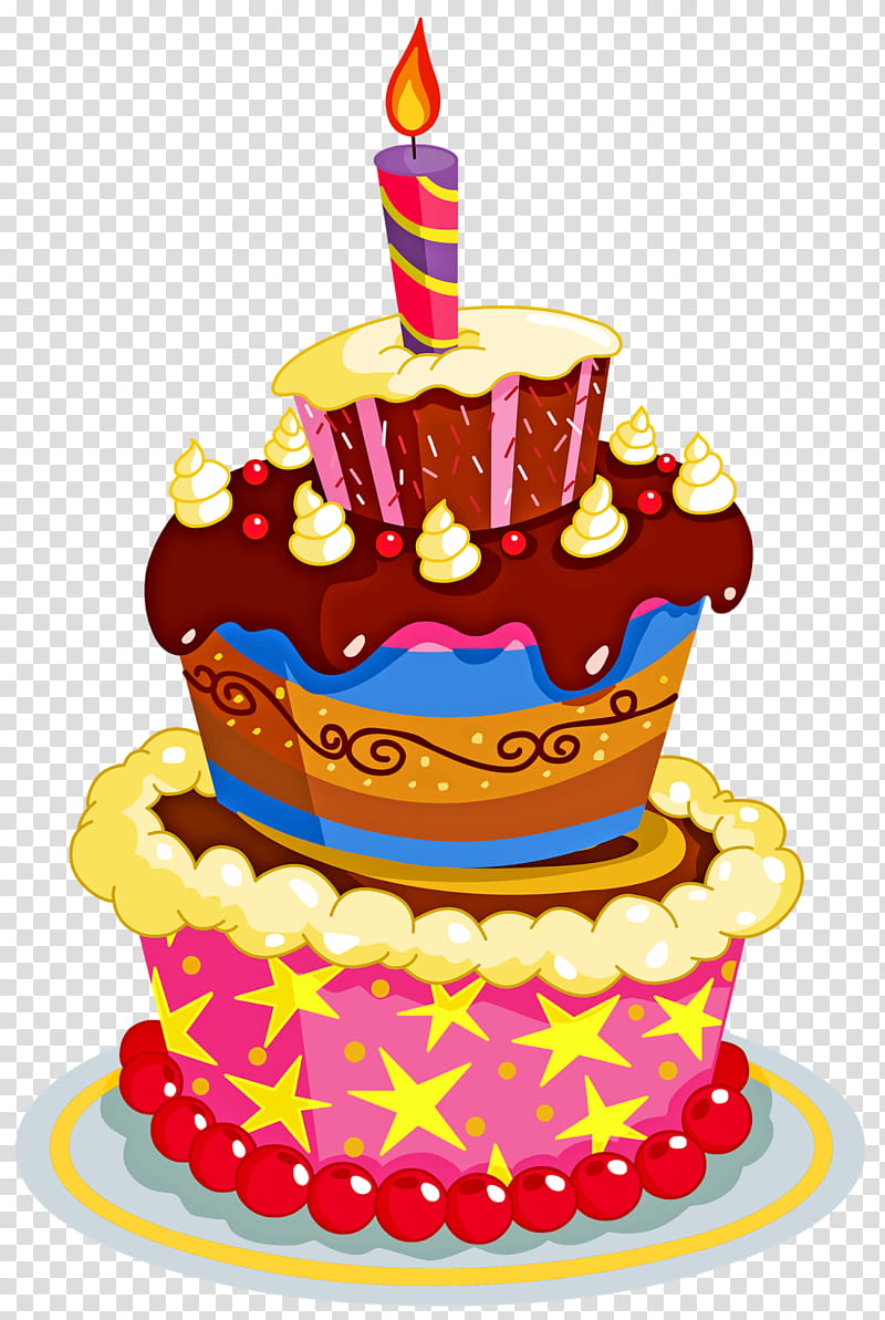 Cartoon Birthday Cake, Chocolate Cake, Cupcake, Cream, Birthday
, Layer Cake, Candle, Sprinkles transparent background PNG clipart