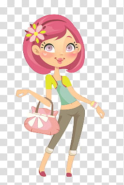 Nuevas Nenas, pink haired female anime character transparent background PNG clipart