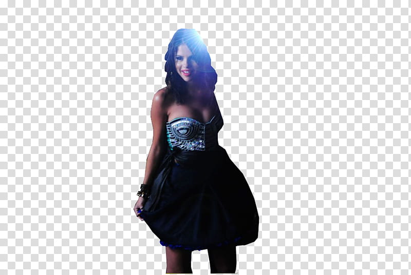 Selena Gomez Hit the lights ByMiicaLR, woman wearing black dress transparent background PNG clipart