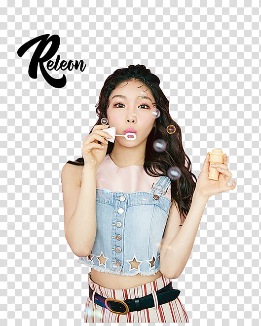 Kim Chungha, woman blowing bubbles transparent background PNG clipart